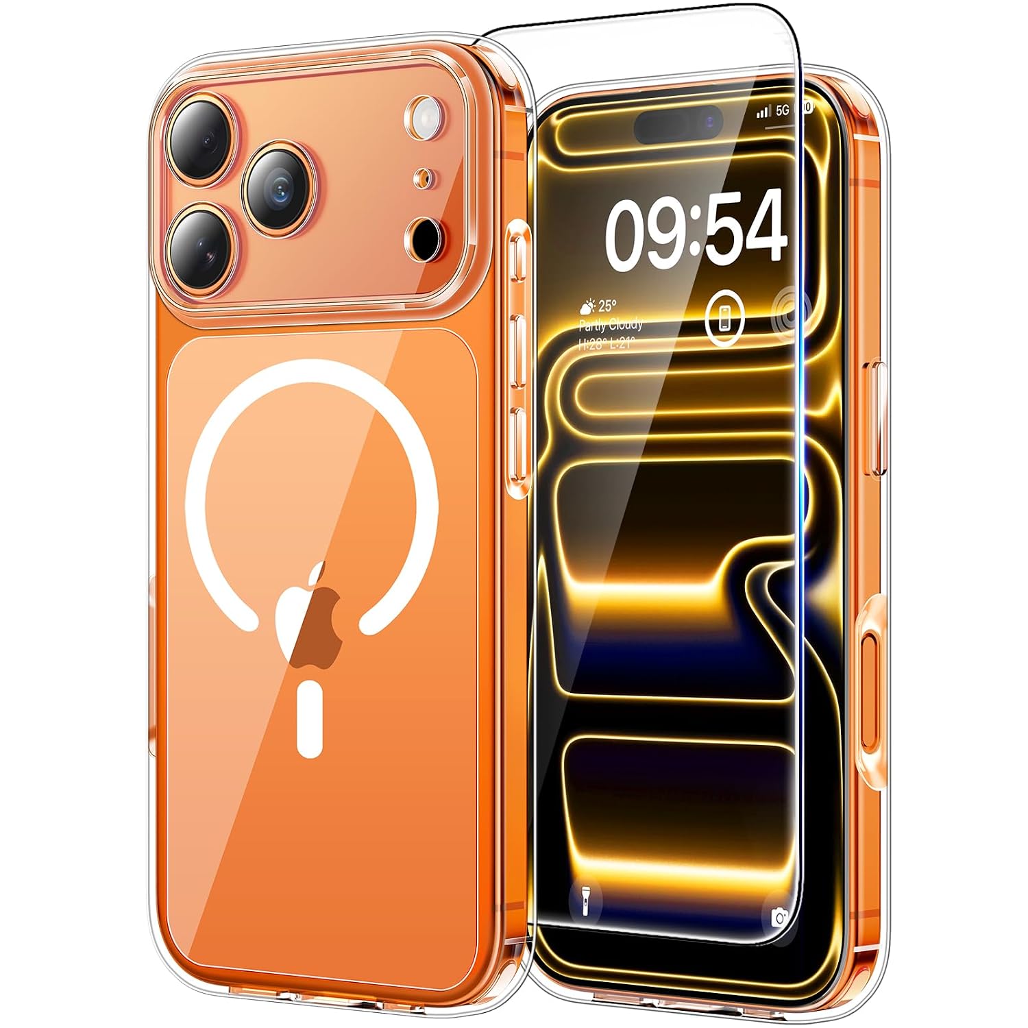 TAURI Beschermhoes voor iPhone 17 Pro Max met schermbescherming van gehard glas, bescherming van militaire kwaliteit, bescherming zal niet vergelen - transparant | Protection D'écran Incluse, Compatible avec MagSafe, Protection Caméra Totale, Anti-Choc Mince et Anti-Chute