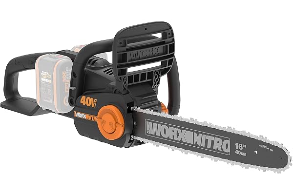 WORX Tronçonneuse Brushless sans fil 40V WG385E.9, guide de 40 cm, vitesse 18m/s, autolubrification et tension automatique de la chaîne, fourreau de protection, livrée sans batterie ni chargeur