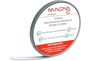 Magna-C® Metallband selbstklebend | weiß | Ideal für Tonies®-Figuren & -Regale | Untergrund für Magnete | flexibel und leicht zuschneidbar | 10m x 10mm x 1,2mm