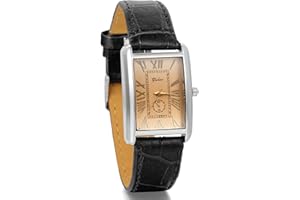 JewelryWe Męski damski zegarek na rękę, retro, skórzany, analogowy, kwarcowy zegarek z rzymskimi cyframi, czarny