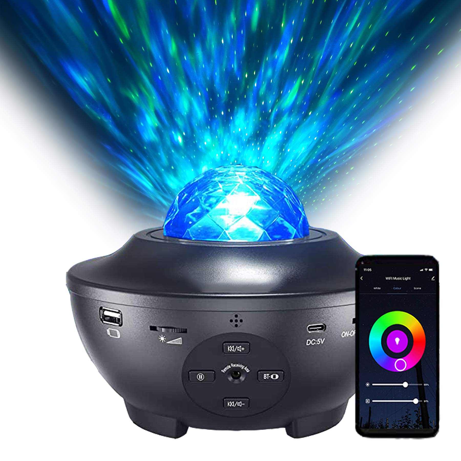 Smart Night Light Projector for Bedroom, Galaxy Projector Light Works with Nebula Cloud Light Ocean Wave Projector Bluetooth 