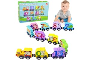 MeoZynxadril Jouet en Bois, Ensemble Train à Chiffres, Magnet Trains de Jouet, Animal Magnet Train en Bois, Bambin numéro Voiture, Montessori Jouets, Jeux Educatif Montessori pour Garçons Filles