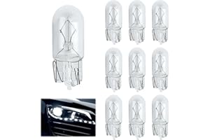 FADWONS 10 Packs 501 W5W T10 Car Bulbs, Side Car Light Bulbs, W5W Bulb for Enhanced Interior & Exterior Lighting, 12V 5W Car Light Bulbs, Fit for Sidelights License Plate Reverse Parking Dashboard Lamps