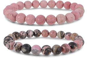 Farfume Pulseras de chakra para mujer - Pulsera de cristales de piedras curativas para mujer Piedras preciosas naturales Yoga Reiki Brazalete - Un juego de pulseras dobles