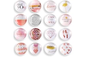 Cosylove 16pcs Kühlschrankmagnete, Kristallglas Kühlschrankmagnete für Büroschränke, Whiteboards, Fotos, schöne dekorative Magnete für zu Hause schmücken (Rose Gold)
