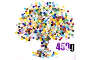 Swpeet 1 Pound Mosaic Tiles Mixed Color Mosaic Glass Pieces with Organizing Container, Genuine Mosaic Tiles Glass Pieces Mosaic Perfect for Home Decoration Crafts Supply (Panchromatic, Square)