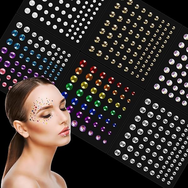 2 Stück Glitzersteine Selbstklebend Für Gesicht & Body – Mit Pinzette, Perfekt Für Festival, Karneval & Partys