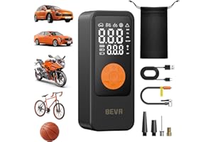 BEVA Gonfleur Pneus Voiture Sans Fil, Compresseur à Air Portatif 150 PSI Inflation Rapide,Gonfleur Electrique avec Lampe LED, Pompe a Velo, Arrêt Automatique, Compresseur Voiture pour Moto Vélo Ballon