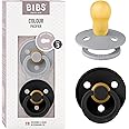 BIBS Colour Soother 2-Pack, BPA Free Dummy Pacifier, Round Nipple. Natural Rubber Latex, Size 3 (18+ Months), Cloud/Black