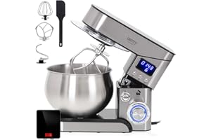 Camry CR4223B Batidora Amasadora Repostería Profesional Robot Cocina Orbital, 2000W MAX, 5 litros, 6 velocidades, Inox + Báscula Cocina