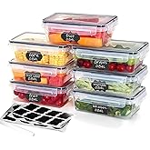 Goldeluxe 7 x 840ml Airtight Food Containers BPA Free Portable Plastic Fridge Dishwasher Safe Storage Containers Ideal for St