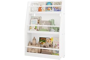 Lestarain Regał dziecięcy Regał do przechowywania półek z 3 otwartymi przegródkami Półka dla dzieci Organizer na zabawki wykonany z płyty MDF Anti-Tips White