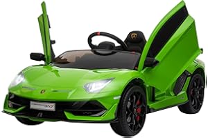 HOMCOM Lamborghini Aventador Licensed 12V Kids Electric Ride On Car Racing Car Toy with Parental Remote Control Battery-powered 2 Motors Music Lights for 3-8 Years Old Green