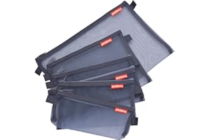 ‎PENDANCY Dokumententasche, Reisetasche aus Netzstoff, Datei Taschen, mit Reißverschluss, Nylon, besonders leicht, für Büro, Reisen, 5 Stück, A4, A5, A6, Federtasche, Grau