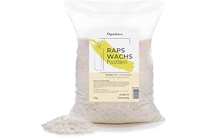 Oputec 1 kg de pastilles de cire de colza: cire de couleur crème claire - fabrication de bougies en cire naturelle - fabrication et remplissage