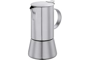 Cilio AIDA Espressokocher 4 Tassen | Edelstahl matt | für alle Herdarten, auch Induktion geeignet | Ø 9cm, H:17,5cm | italienische Kaffeemaschine | Cafetera