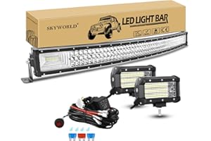 ‎SKYWORLD SKYWORLD Nebelscheinwerfer Gebogene LED Lichtleiste, 42 Zoll 540W Offroad LED Arbeitsscheinwerfer Bar mit 12V kabelbaum kit, 2Pcs 4 Zoll 135W Zusatzscheinwerfer Led Strahler für Auto SUV LKW 4x4