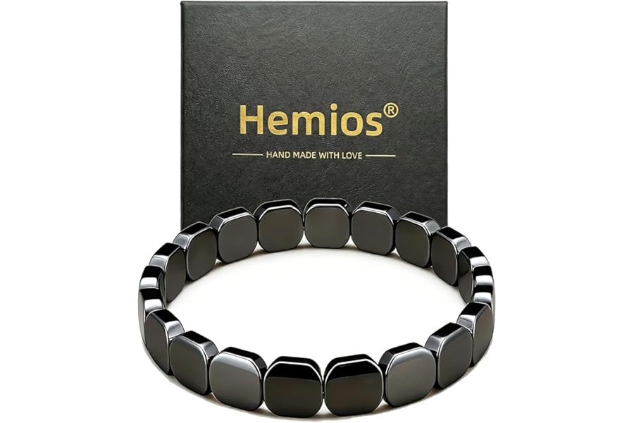 Hemios Hematite Bracelet Men, Hematite Crystal Bracelet, Pure Natural Hematite, Elastic Wristband, Men's Inspirational Jewelry Gifts