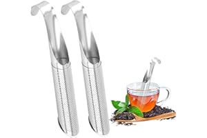 CAIKAILIOR 2 Pièces infuseur thé à tasse filtres Boule,Infusion Filtre Acier Inoxydable Réutilisables Infuser,Tube Maille Passoire Passoires de Diffuseur Fines Infuseurs,pour Tisane Vrac Tea,Couvercle Universel