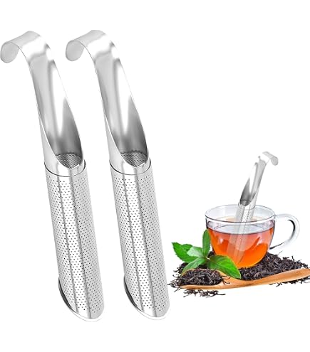 2 Infuseurs à Thé En Inox 304 - Passoire Tubulaire & Cuillère-filtre - Pour Théière, Mug, Tasse