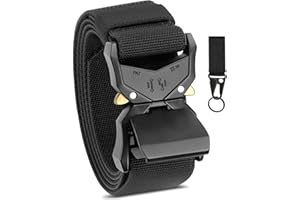 Jkevow Herren Taktischer Gürtel,Arbeitsgürtel Hochleistungsgürtel 3,8cm Breite,Militärstil Schnellverschluss Metallschnalle,Geschenk mit taktischer Molle Beutel und Haken…
