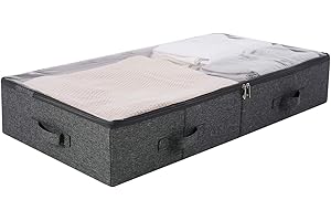 Amonsen Caja de almacenamiento de ropa inferior con tapa transparente, gris oscuro