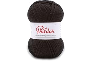 Phildar - Pelote de Laine Phil Partner 3.5 - Laine à Tricoter - 25% Laine peignée,25% Acrylique,50% Polyamide - Aiguille n°3.5 - Couleur Noir