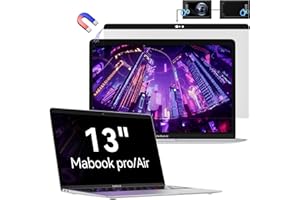 PROTESCREEN Privacy Screen for MacBook Pro 13 Inch(2016-2022, M1, M2)/MacBook Air 13 in (2018-2021, M1), Magnetic Removable Anti Glare Blue Light Filter with Camera Cover,Anti Spy Laptop Screen Protector