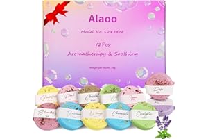 Alaoo Badekugeln,12 Stück Badebomben,SPA Stressabbau Badebomben Entspannung und Stressabbau,Shower Aromatherapie Entspannung Geschenke Geschenke Adventskalender Füllung,Ideal Geburtstag Ostern,E