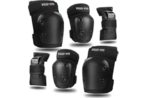 SPEEDSPORTING Juego de rodilleras, coderas y muñequeras para adultos y niños, 6 en 1, juego de protecciones para patinaje en línea, monopatín, patinaje y patinaje