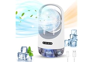 Diealles Shine Climatiseur Mobile Silencieux, 4 en 1 Personnel Climatiseur Portable, 120° Oscillation Refroidisseur d'air Portatif, Petit Ventilateur Climatiseur pour Chambre Bureau Maison