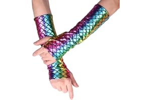 dPois Guantes de Sirena con Escamas para Mujer Chica Guantes Largos sin Dedos Disfraz Sirena Disfraces Halloween Carnaval Cosplay