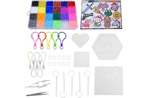 COZYPLC 1300PCS Fuse Beads kit for Kids, 24 Colors 2.6mm Fuse Beads with Fuse Bead Pegboards and Storage Box Iron Bead Melting Craft Kit for Kids with Hair Pins, Hair Band, Fuse Beads Kids Arts and Crafts
