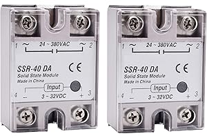 diymore 2PCS Halbleiterrelais Solid-State-Relaismodul mit Kunststoffabdeckung,SSR-40DA 3-32V DC Eingang 24-380V AC Ausgang