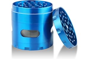 DCOU Nuovo Design Premium smerigliatrice 2,2 Pollici 4 Pezzi con polline Catcher Resistente Lega di Zinco Grinder Spice Grinder (Blu)