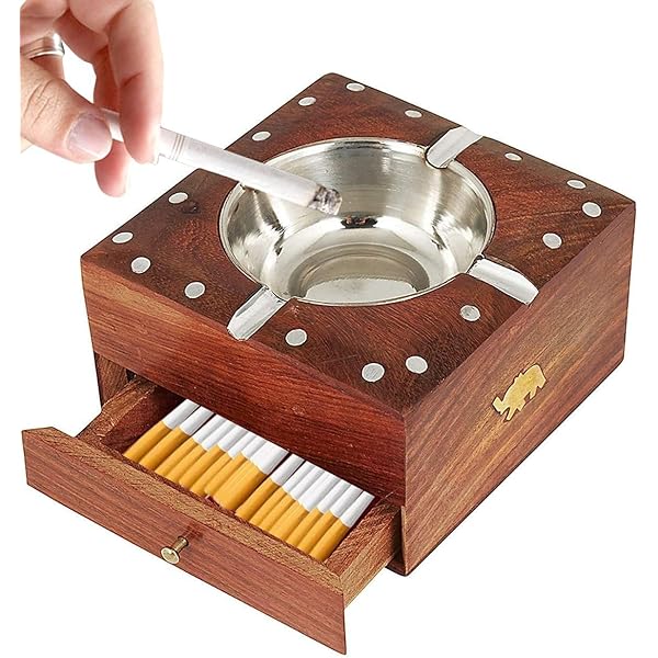 Buy DELUXE WOOD HANDICRAFTS Wood Cigarette Ashtray // Wooden
