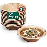 ECO SOUL [200 ml, 50 Pack Areca Palm Leaf Bowls | Like Wooden Bamboo | Eco Friendly, Biodegradable, Use and Throw Small Dona | for Serving Pasta, Soup