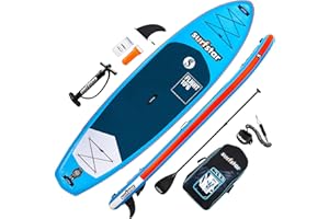 surfstar Inflatable Paddle Board, Stand Up Paddle Boards for Adults, 10’6”x33”x6” Paddleboard Lightweight SUP with Ankle Leash, Floating Paddle, Dual Action Pump, Backpack, Waterproof Bag, Fin