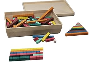 WISSNER® Rechenstäbe 126 Stück, Bunte Rechenstäbe für das spielerische Zahlenverständnis, Re-Wood® Rechenstäbe Grundschule, Zahlenstäbe, Cuisenaire