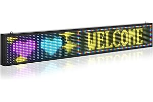 VEVOR Pannello Digitale Scorrevole Flessibile a Colori P10 Programmabile a LED, Pannello Espositivo Fai da Te con Motivo Testo Personalizzato, Controllo GIF App Bluetooth, 1310 x 190 x 55 mm