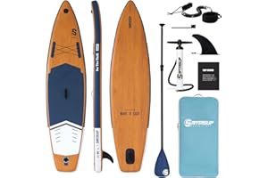 Santasup Stand Up Paddle Planche de Surf Sup Gonflable Complet Accessoires Paddle Gonflable Pagaie Réglable, Pompe, Tapis Antidérapant, pour Adultes Pompe, Sac à Dos de Voyage ISUP