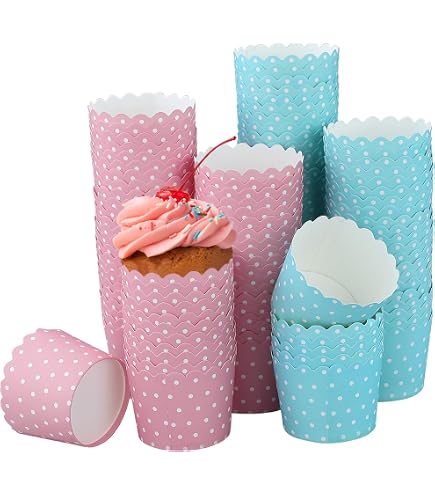 Pirottini Da Forno QUARKZMAN 50 Pezzi, 6 Oz, Rosa Gessato, Per Cupcake E Frittelle, Monouso Antiaderenti