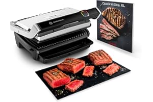 ‎TEFAL Tefal OptiGrill Elite XL Kontaktgrill, 16 Programme, Digitales Display mit Garstufenanzeige, abnehmbare XL-Platten, Grillboost-Funktion, intuitive Bedienung, Elektrogrill, Edelstahl, GC760D12