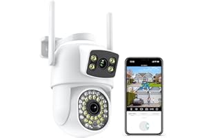 ANBIUX 2.5k Telecamera Wi-Fi Esterno con Doppia Lente, Videocamera di Sorveglianza Esterna 360° PTZ, Rilevamento Umano, Audio Bidirezionale, Visione Notturna a Colori, Compatibile con Alexa, IP66