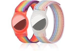 Dingfeiyu 2 Pack Braccialetto per bambini compatibile con AirTag Anti-smarrimento e Anti-graffio per bambini, ragazze, ragazzi, adolescenti, anziani (arcobaleno*2)