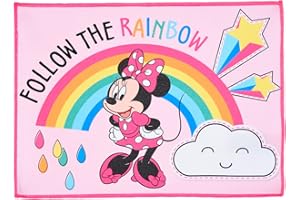 Disney Minnie, Asciugamano per Bambina, Rosa con Motivo Arcobaleno, 40x30 cm