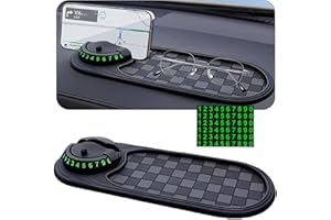 RENSTON Multifunction Car Anti-Slip Mat, High Temperature Resistance, Car Anti Slip Mat Phone Holder, 360° Rotation with Temporary Parking Number for Phones Sunglasses Keys, Auto Universal