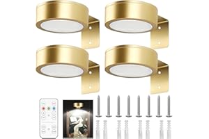 CALENXY 4Pack Bild Licht Batterie Betrieben mit Fernbedienung, Bilderleuchte Malerei Licht Magnetisches Mallicht für Kunst mit 3 Beleuchtungsfarben, LED Wandlampe für Bilder Dartboard Fotorahmen (Gold)