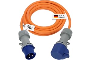 Brennenstuhl CEE 230V camping förlängningskabel 5m med LED-spänningsindikator (H07RN-F 3G2.5 kabel, camping elkabel för permanent utomhusbruk IP44, Made in Germany)