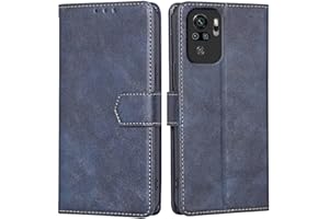 RankOne Funda Compatible con Redmi Note 10S / Redmi Note 10 (4G) / Poco M5s (6.43" Inches), Funda de Piel Tipo Folio Flip Protectora con Ranura para Tarjeta Carcasa - Azul